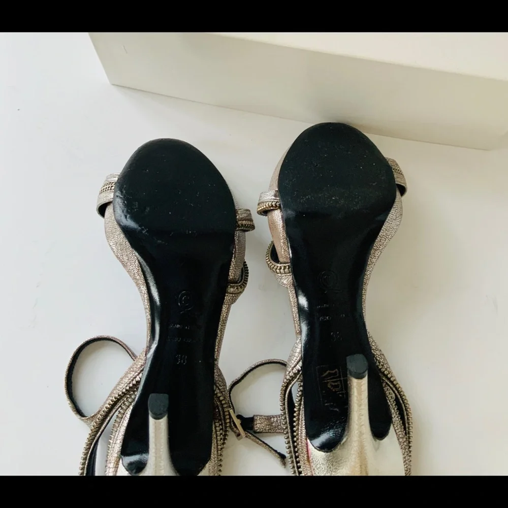 Alexander McQueen skull silver high heel sandals 38